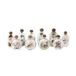 A GROUP OF TEN CHINESE INSIDE-PAINTED SNUFF BOTTLES