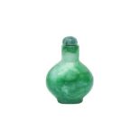 A CHINESE APPLE-GREEN JADEITE SNUFF BOTTLE