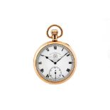 POCKET WATCH, THOMAS RUSSELL & SON, 9K GOLD OPEN-FACE. PROPERTY OF A BRITISH COLLECTOR.