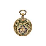 JUST & SON POCKET WATCH FOR THE CHINESE EXPORT MARKET, QING DYNASTY 18K YELLOW GOLD AND ENAMEL, WATC