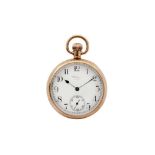 POCKET WATCH, WALTHAM, 9K GOLD OPEN-FACE. PROPERTY OF A BRITISH COLLECTOR.