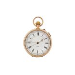 POCKET WATCH & STOP WATCH, OPEN-FACE, 14K YELLOW GOLD. PROPERTY OF A BRITISH COLLECTOR.