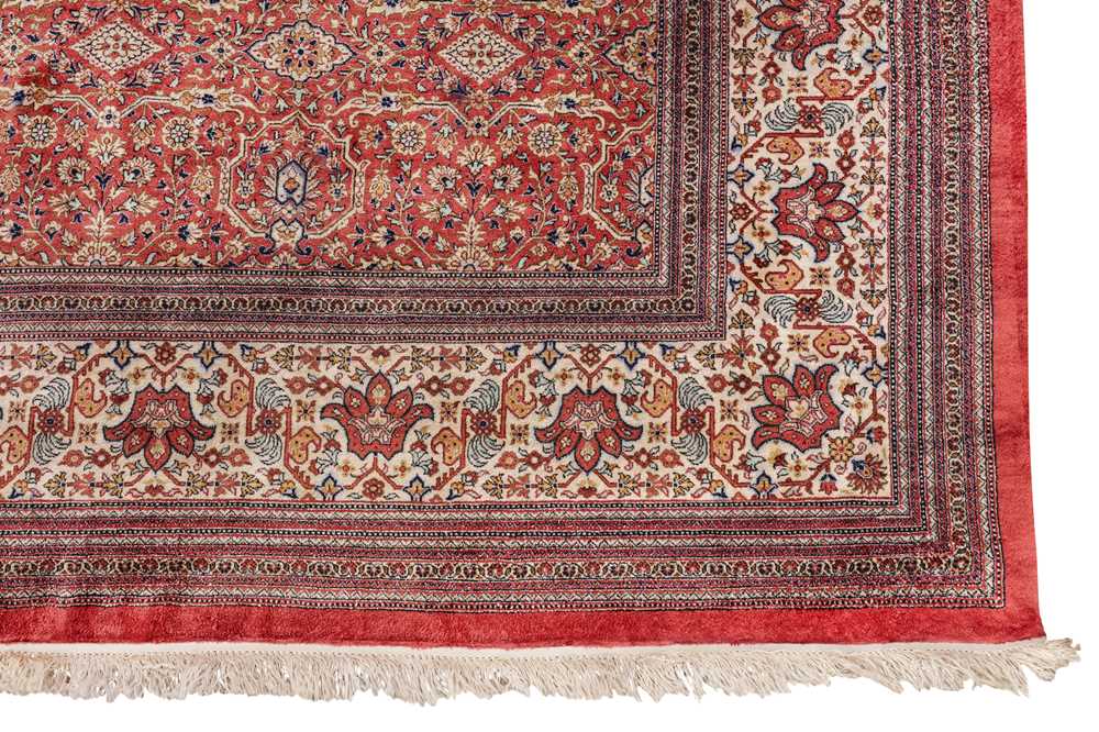 AN EXTREMELY FINE, SIGNED SILK QUM RUG, CENTRAL PERSIA - Image 8 of 9