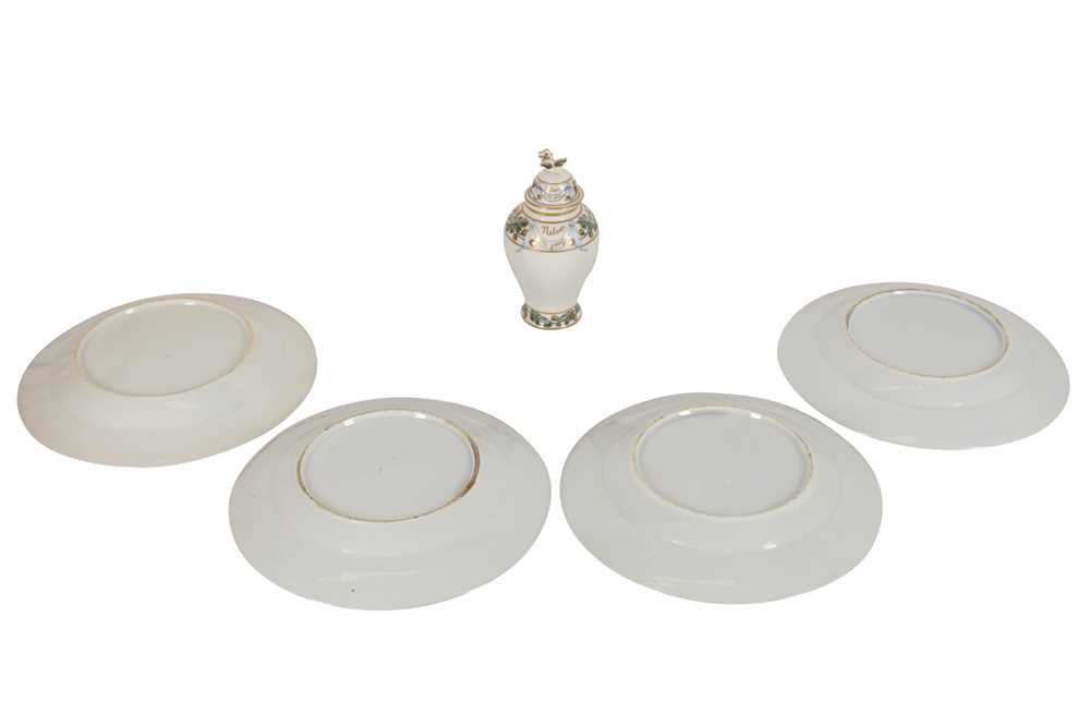 FOUR SAMSON PLATES AND A TEA URN AFTER NELSON'S SERVICE PATTERN, 19TH CENTURY, - Image 2 of 2