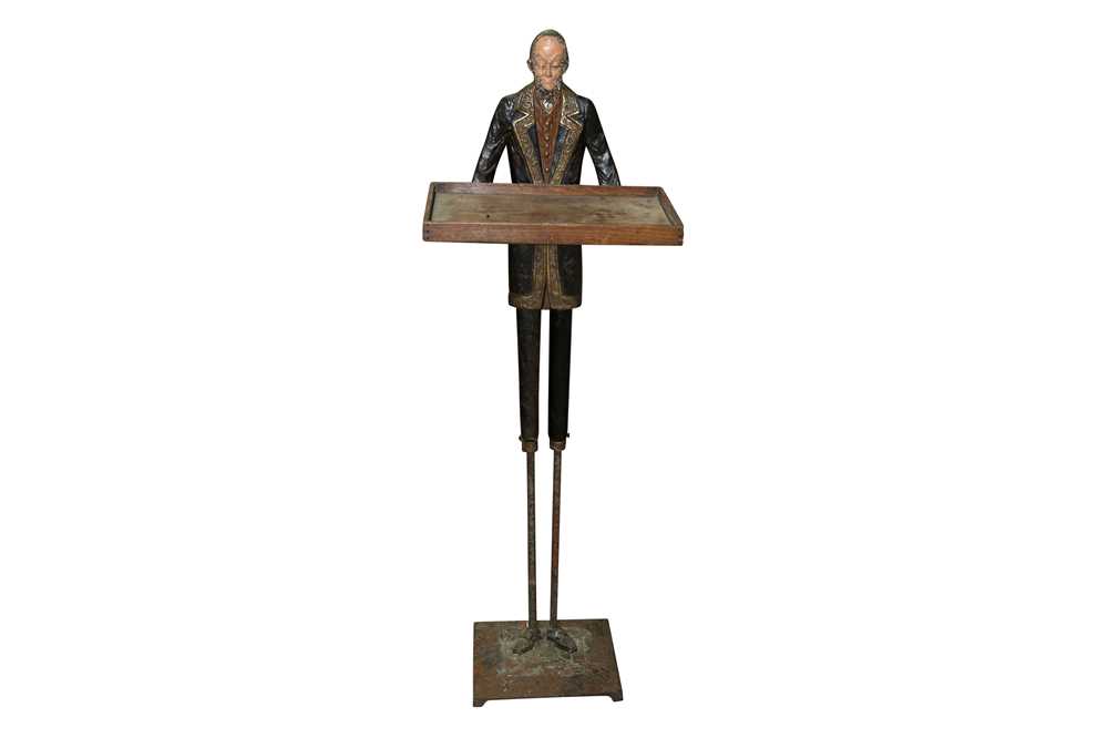 FRENCH CAST IRON FIGURAL BUTLER'S STAND