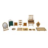 A COLLECTION OF 20TH CENTURY GILDED DOLLS HOUSE FURNITURE