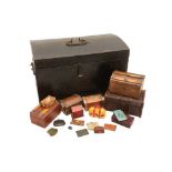 A COLLECTION OF MINIATURE DOLLS' LUGGAGE AND SMALL TRUNKS