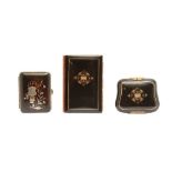 THREE 19TH CENTURY GOLD AND SILVER INLAID TORTOISESHELL ITEMS