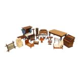 A COLLECTION OF EARLY TO MID 20TH CENTURY WOODEN DOLLS HOUSE FURNITURE