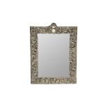 AN EDWARDIAN STERLING SILVER MOUNTED DRESSING TABLE MIRROR, LONDON 1905 BY GOLDSMITHS AND SILVERSMIT