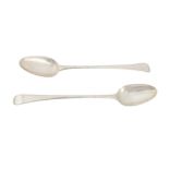 A PAIR OF GEORGE III STERLING SILVER BASTING SPOONS, LONDON POSSIBLY 1776 BY GEORGE SMITH III