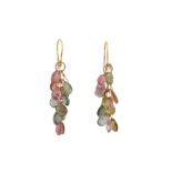 A PAIR OF MULTI-COLOURED TOURMALINE EARRINGS