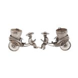 A pair of early 20th century Chinese Export silver novelty cruets, circa 1930