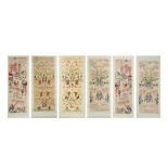 A GROUP OF SIX CHINESE EMBROIDERED HANGING SCROLLS