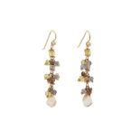 A PAIR OF MULTI-COLOURED SAPPHIRE AND CITRINE EARRINGS