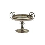 A GEORGE V STERLING SILVER TWIN HANDLED PEDESTAL BOWL, LONDON 1913 BY GOLDSMITHS AND SILVERSMITHS