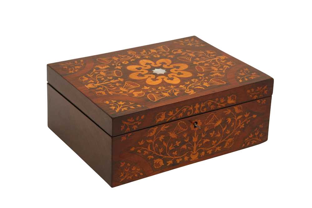 ROSEWOOD AND INLAID SEWING BOX - Image 2 of 3