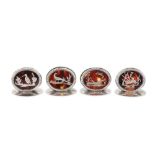 A cased set of four George V sterling silver and tortoiseshell menu holders, Birmingham 1913 by Will