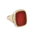 A CARNELIAN INTAGLIO SEAL RING