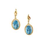 A PAIR OF BLUE TOPAZ EARRINGS