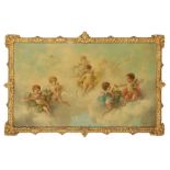CONTINENTAL SCHOOL (19TH CENTURY) CHERUBS AMONGST THE CLOUDS, OIL ON CANVAS