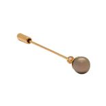 A CULTURED PEARL AND DIAMOND STICK PIN