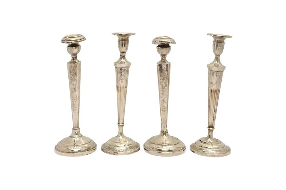 TWO PAIRS OF 20TH CENTURY AMERICAN FILLED SILVER CANDLESTICKS