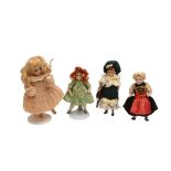 DOLLS: FOUR GERMAN BISQUE HEAD DOLL’S HOUSE DOLLS