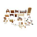 A COLLECTION OF DOLLS HOUSE FURNITURE, FURNISHINGS & MINIATURES