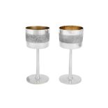 A pair of Elizabeth II modernist sterling silver goblets, London 1971 by RAF