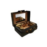 A CASED GEORGE VI STERLING SILVER GILT FITTED TRAVELLING VANITY CASE, LONDON 1937 BY LOUIS AUGUSTUS