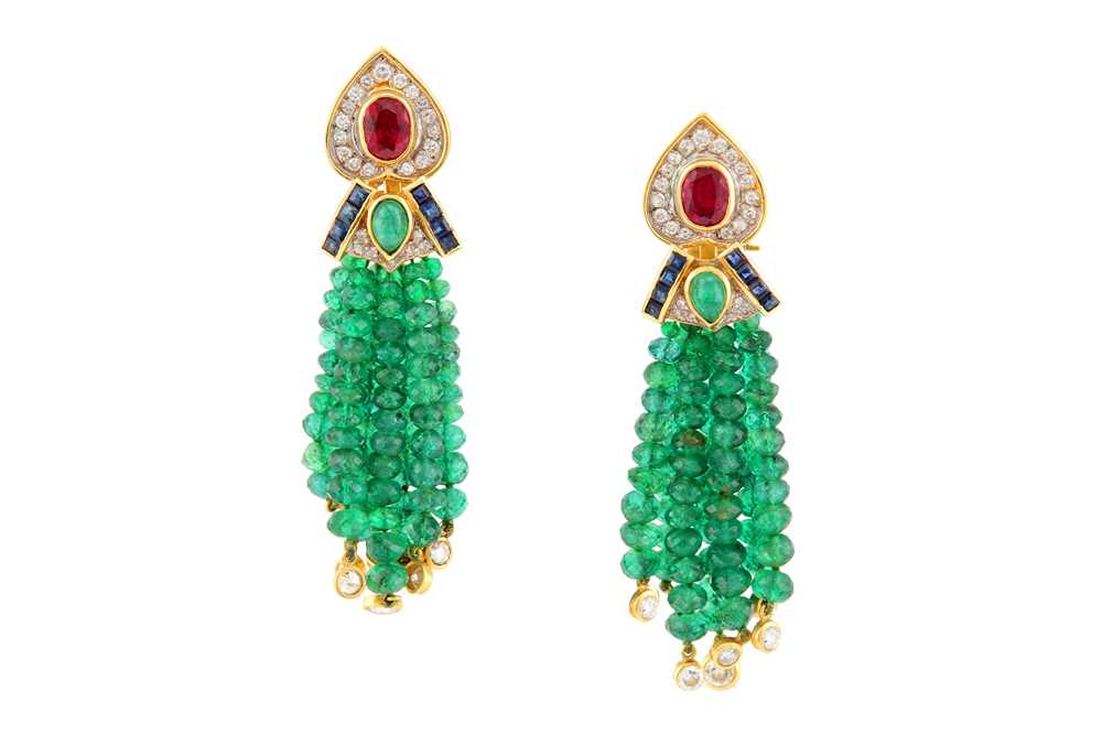 Deakin & Francis Ι A pair of gem-set tassel earrings
