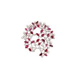 A ruby and diamond brooch