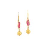 A pair of pink tourmaline earrings