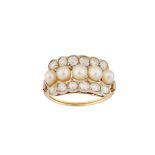 A pearl and diamond ring, early 20th century