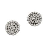 A pair of diamond cluster earstuds