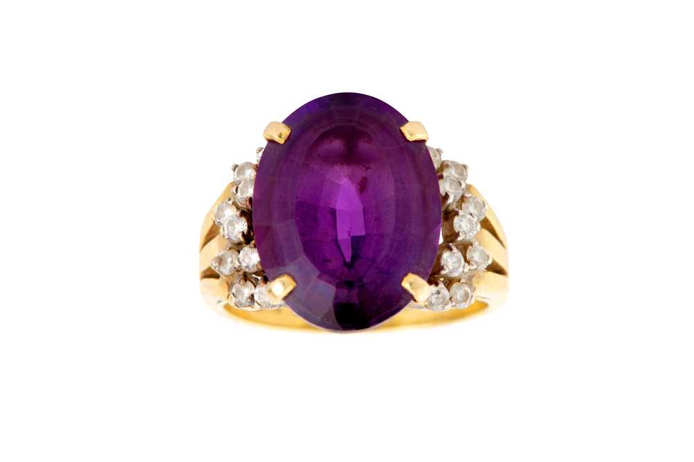 An amethyst and diamond ring