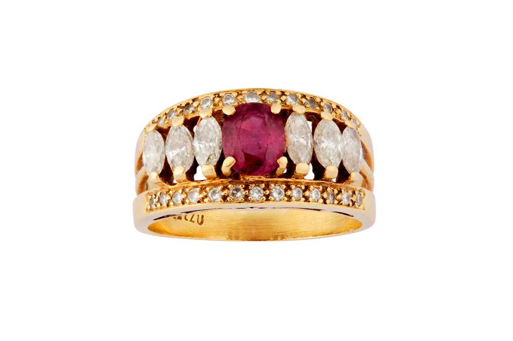 A ruby and diamond ring