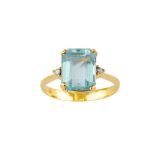 An aquamarine and diamond ring