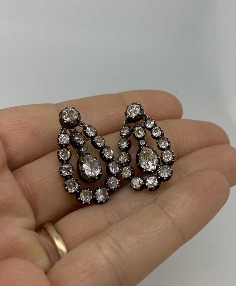 A pair of mid 19th century diamond earrings - Image 6 of 8