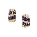 A pair of sapphire and diamond earrings, 1986