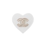 Chanel Resin CC Logo Heart Brooch