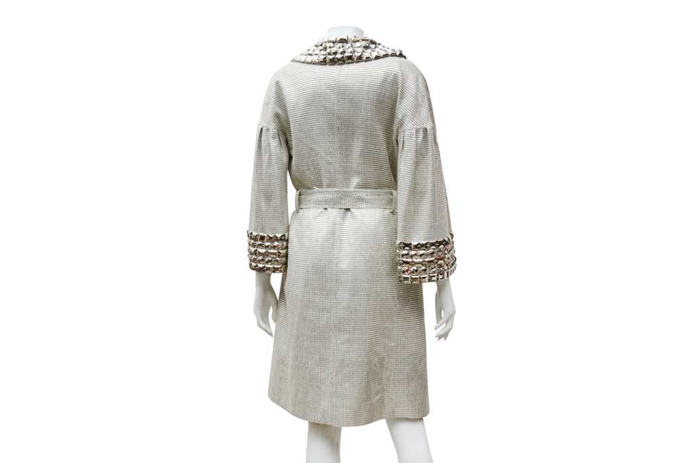 Burberry Metallic Silver Embellished Coat - Size 42 - Image 2 of 3