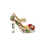 Dolce & Gabbana Ivory Floral Print Heeled Pump - Size 36