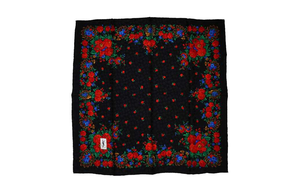 Yves Saint Laurent Floral Silk Print Scarf