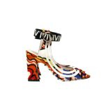 Louis Vuitton Floral Print Ankle Strap Heeled Pump - Size 36.5