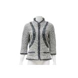 Chanel Grey Tweed Cropped Zip Jacket - Size 40