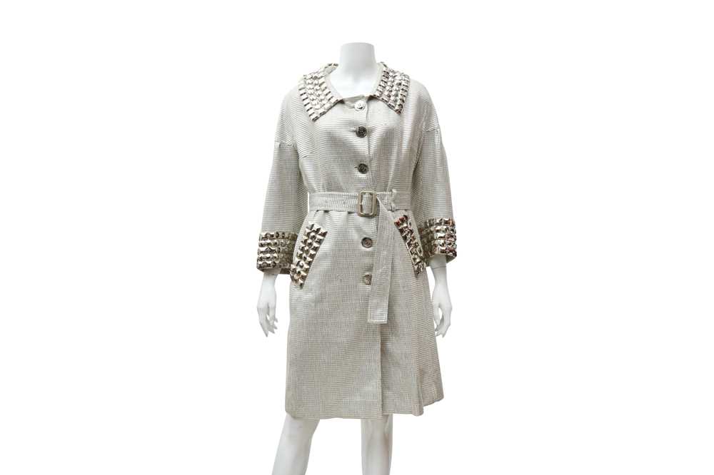 Burberry Metallic Silver Embellished Coat - Size 42