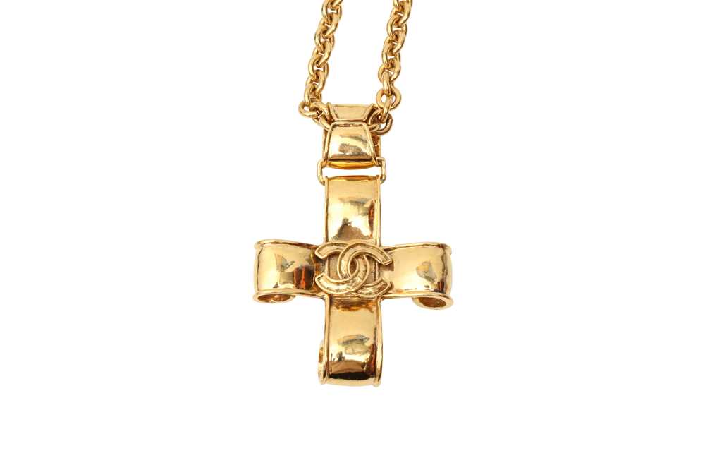 Chanel CC Logo Cross Pendant Necklace - Image 2 of 2