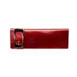 Gucci Magenta Glitter Buckle Flat Clutch